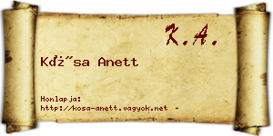 Kósa Anett névjegykártya