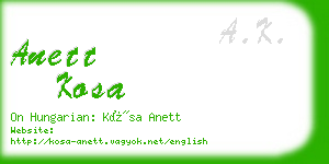 anett kosa business card